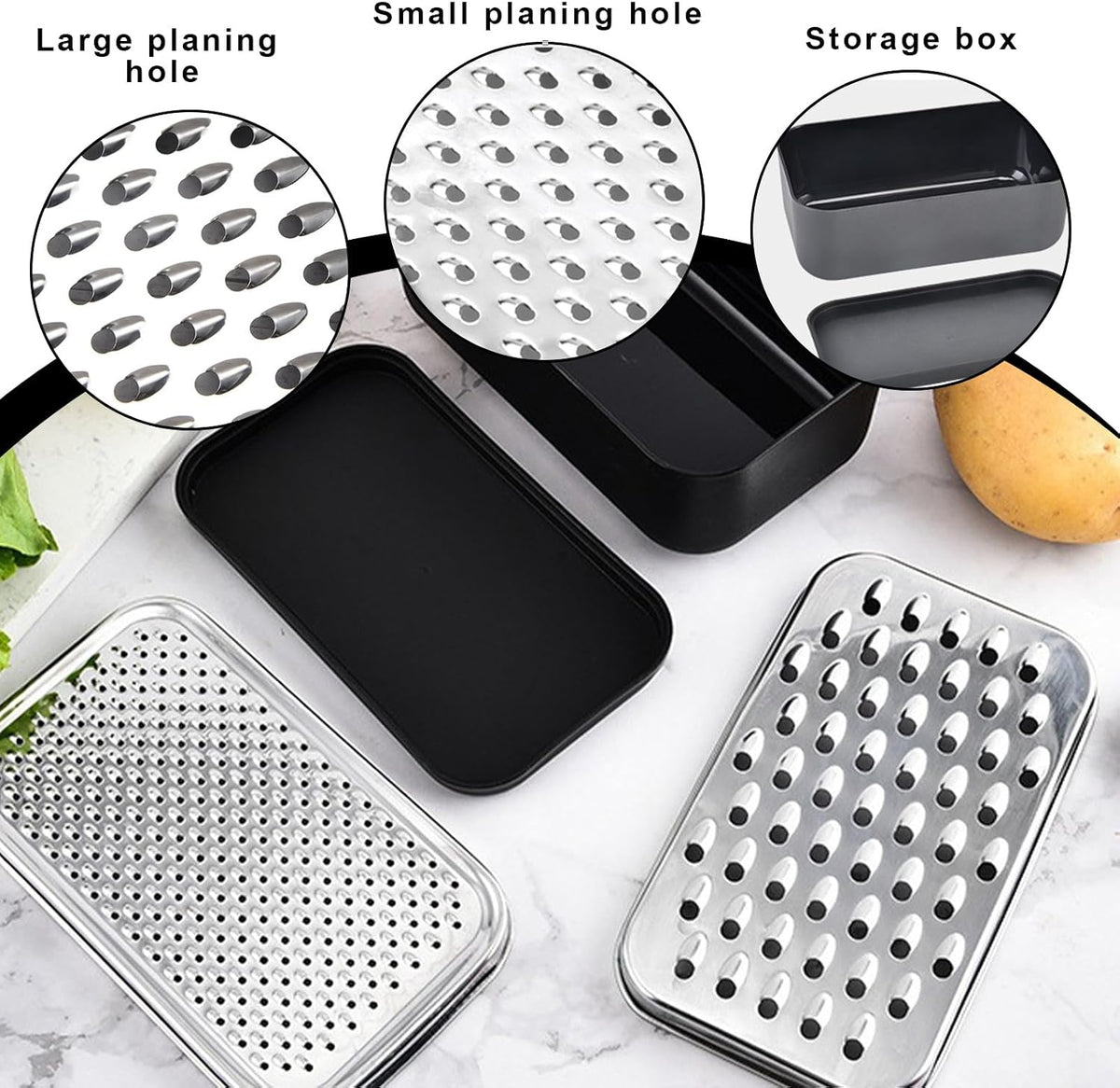 Cheese Grater With Container,Box Grater Cheese Shredder Lemon Zester,Kitchen Stainless Steel Food Grater,Perfect For Hard Parmesan Or Soft Cheddar Cheeses,Ginger,Butter Etc