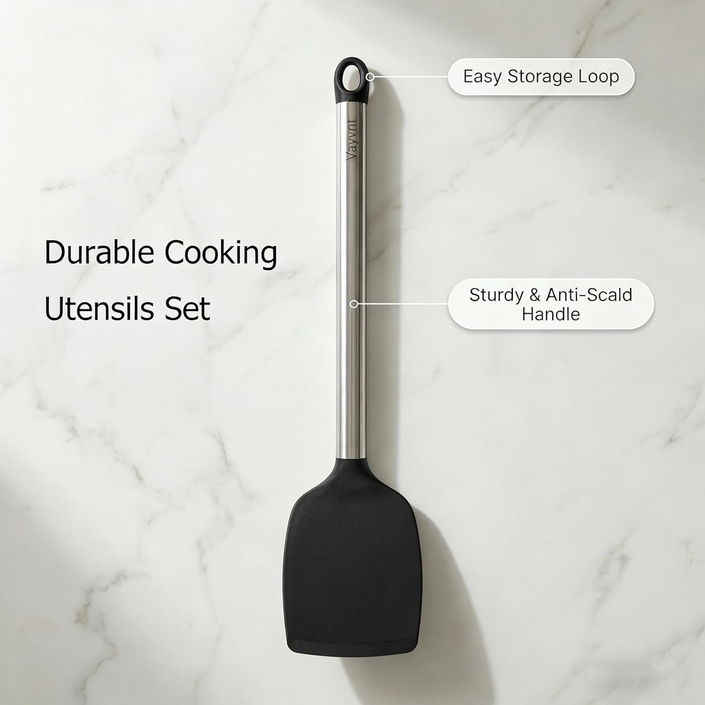 Silicone Kitchen Utensils Set, NonToxic, Plastic-Free, 8PCS, Blue | Heat Resistant Silicone Cooking Utensils, Non Scratch Spatula for Non Stick Pan, Long Stainless Steel Handle, Dishwasher Safe