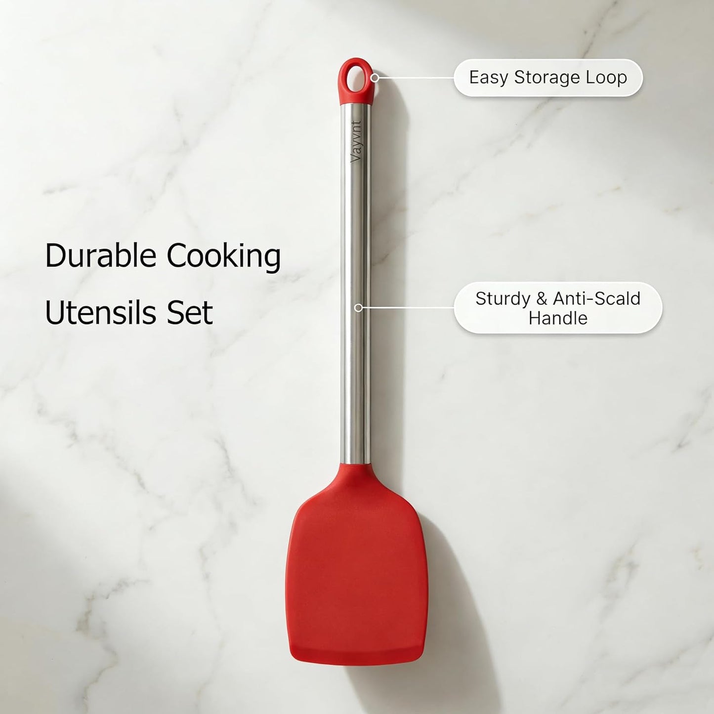 Silicone Kitchen Utensils Set, NonToxic, Plastic-Free, 8PCS, Blue | Heat Resistant Silicone Cooking Utensils, Non Scratch Spatula for Non Stick Pan, Long Stainless Steel Handle, Dishwasher Safe