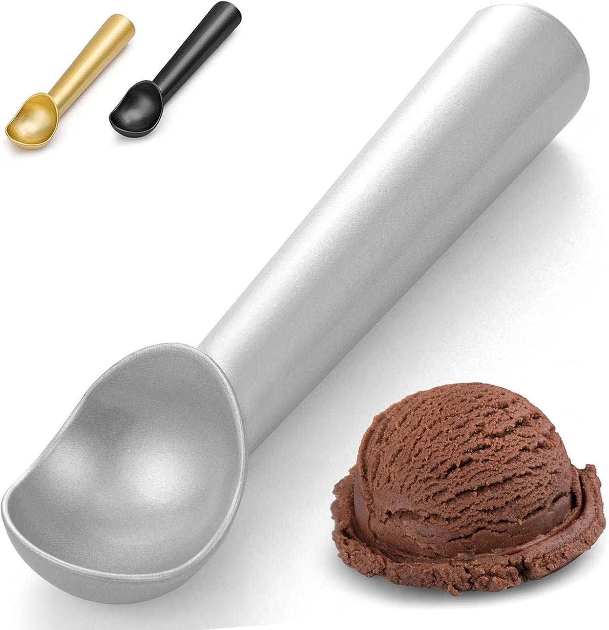 7 inch Metal Ice Cream Scoop with Ergonomic Grip Handle, Silver