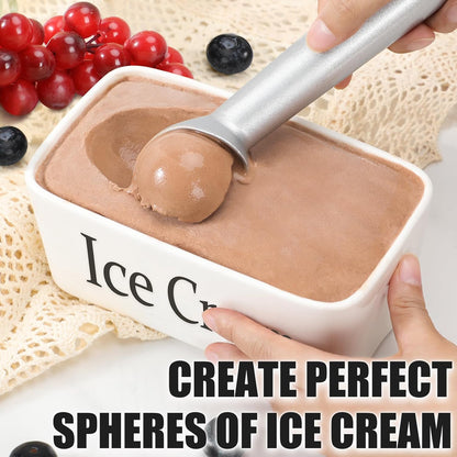 7 inch Metal Ice Cream Scoop with Ergonomic Grip Handle, Silver