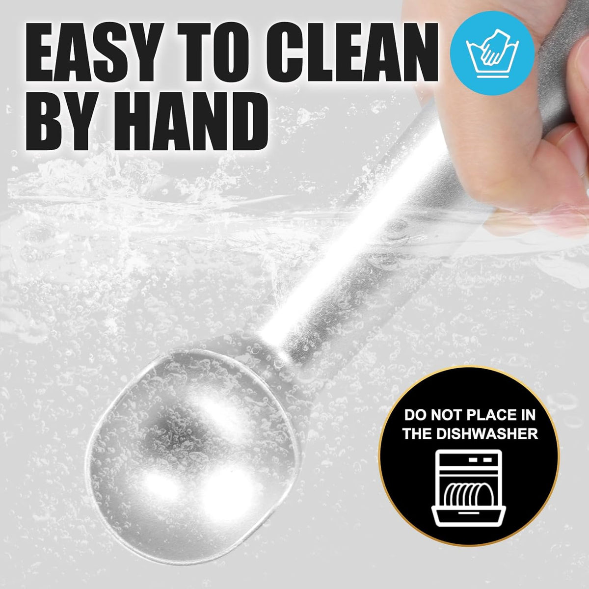 7 inch Metal Ice Cream Scoop with Ergonomic Grip Handle, Silver