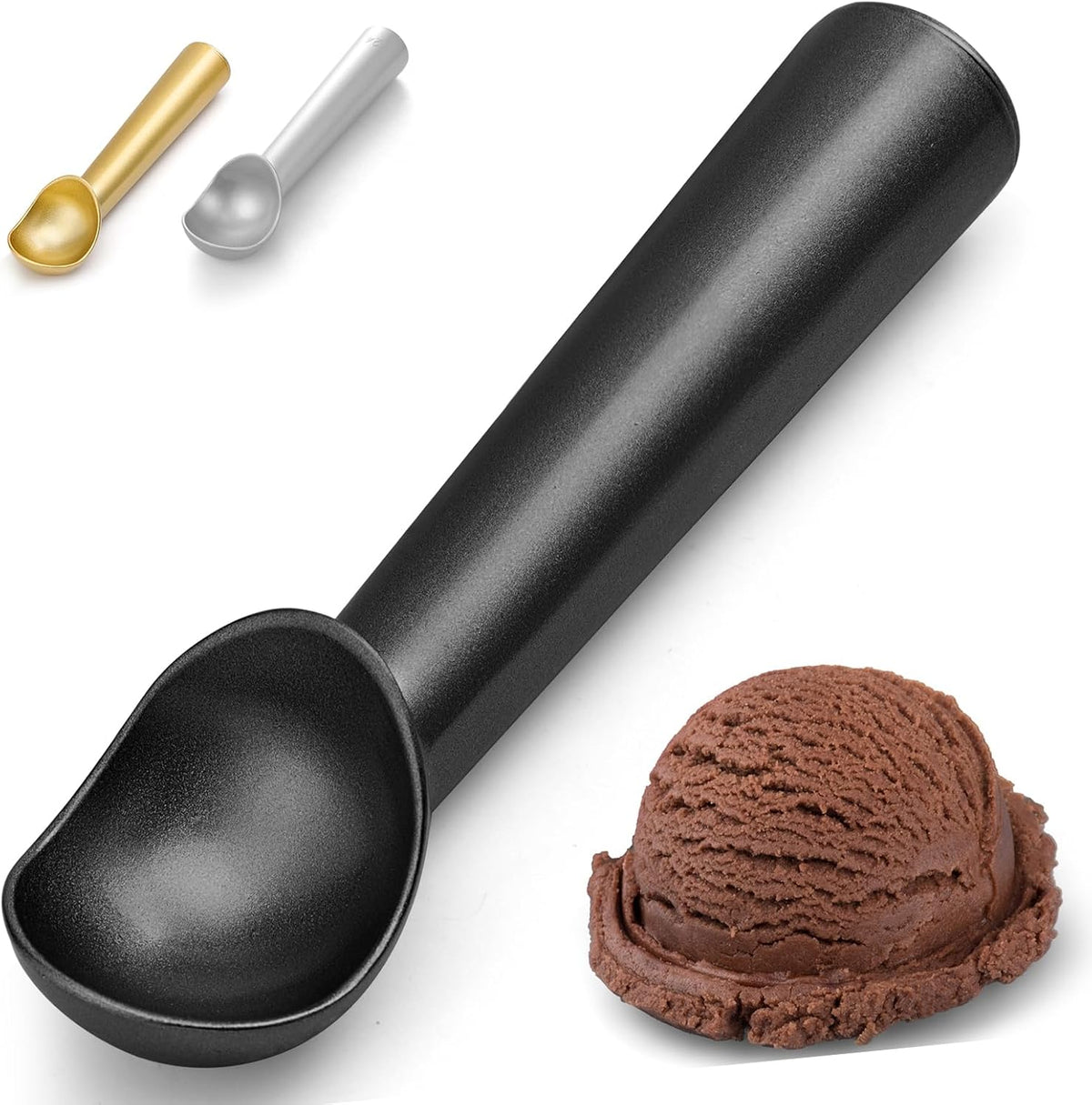 7 inch Metal Ice Cream Scoop with Ergonomic Grip Handle, Silver