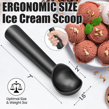 7 inch Metal Ice Cream Scoop with Ergonomic Grip Handle, Silver