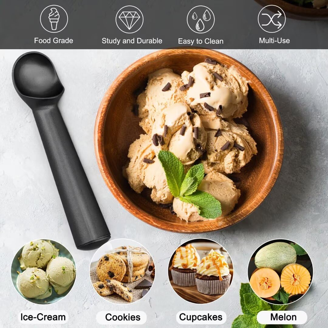 7 inch Metal Ice Cream Scoop with Ergonomic Grip Handle, Silver