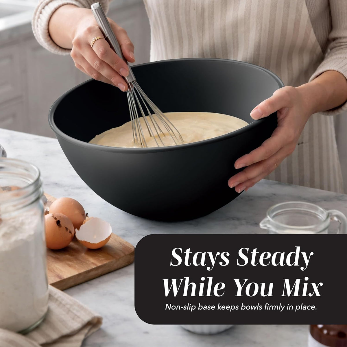 Mixing Bowls with Lids - 12 Piece Plastic Nesting Bowls Set includes 6 Prep Bowls and 6 Lids, Microwave Safe Mixing Bowl Set, Sage Embossed - Colors B