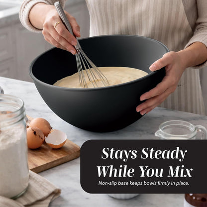 Mixing Bowls with Lids - 12 Piece Plastic Nesting Bowls Set includes 6 Prep Bowls and 6 Lids, Microwave Safe Mixing Bowl Set, Sage Embossed - Colors B