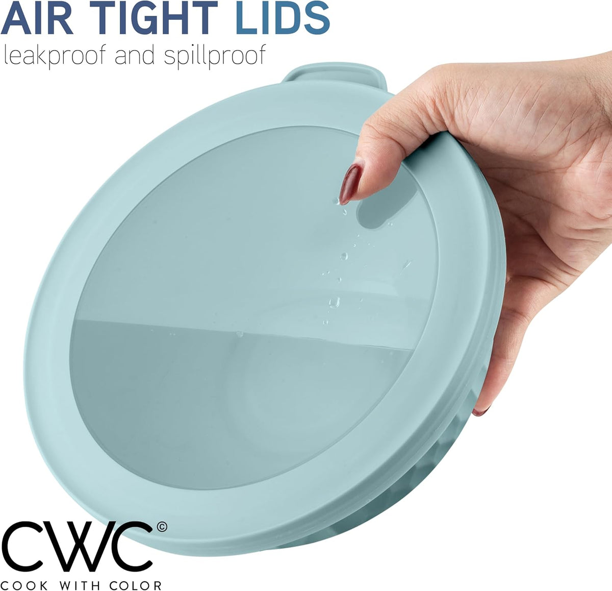 Mixing Bowls with Lids - 12 Piece Plastic Nesting Bowls Set includes 6 Prep Bowls and 6 Lids, Microwave Safe Mixing Bowl Set, Sage Embossed - Colors B