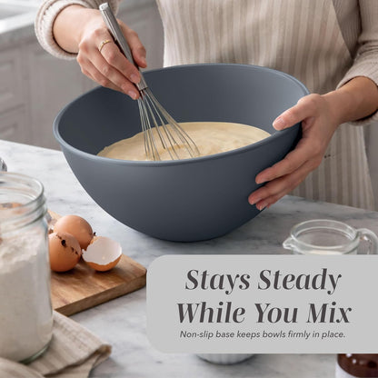 Mixing Bowls with Lids - 12 Piece Plastic Nesting Bowls Set includes 6 Prep Bowls and 6 Lids, Microwave Safe Mixing Bowl Set, Sage Embossed - Colors B