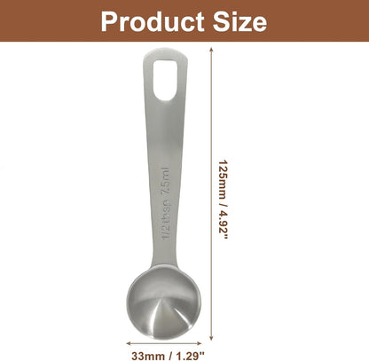 2Pcs 2/3 Tablespoon (2/3 Tbsp | 2 Tsp | 10 Ml | 10 Cc) Stainless Steel Measuring Spoons, 2 Teaspoon Metal Single Measuring Spoon for Measuring Coffee Powder, Grains and Loose Tea
