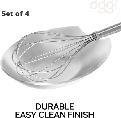 Spooner Stainless Steel Spoon Rest - Set of 4 - Holds Kitchen Utensils for Mess Free Cooking, Great Spoon Rest for Counter, Stove Top, or Coffee Station; Kitchen Accessories, Utensil Rest