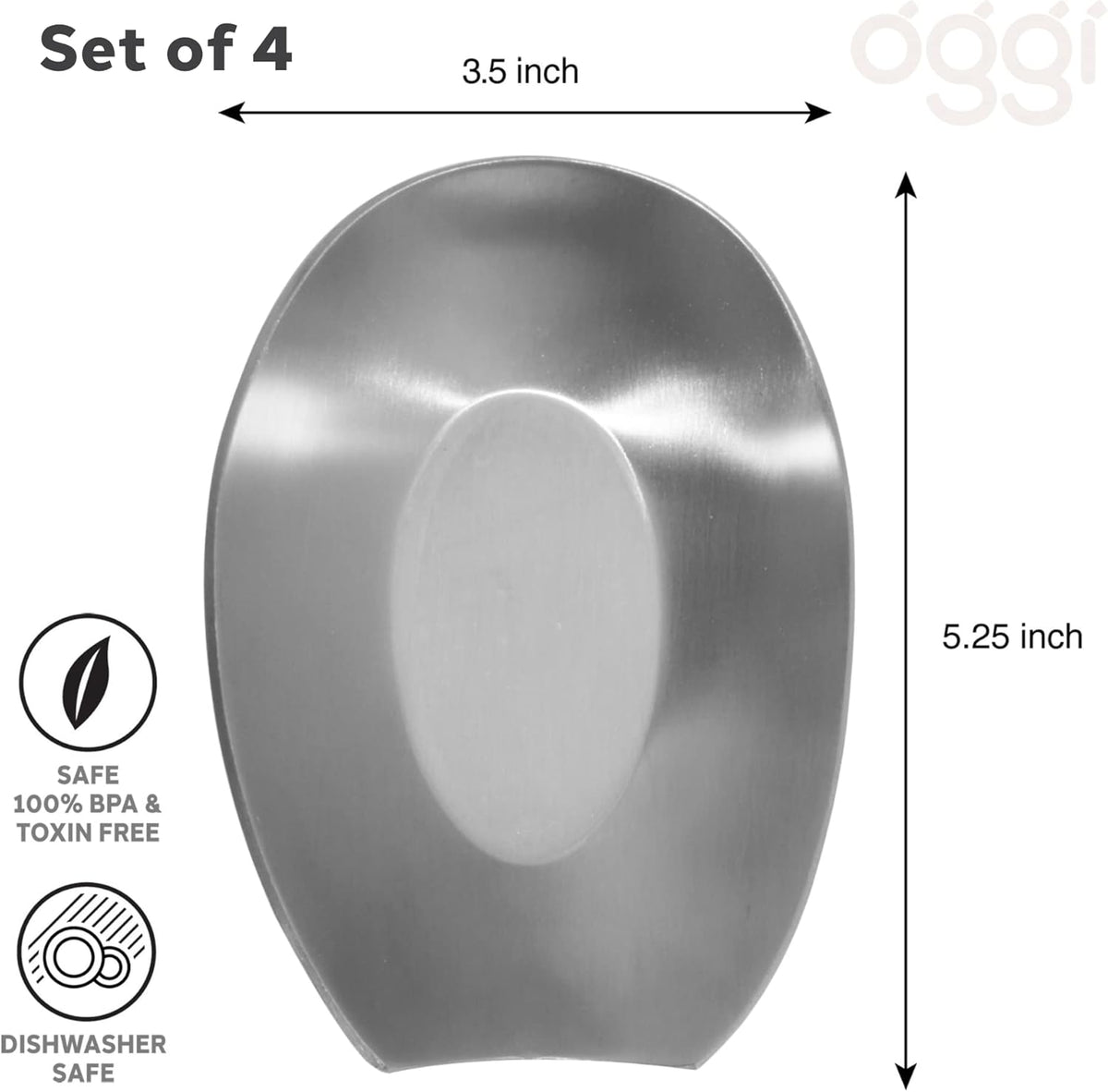 Spooner Stainless Steel Spoon Rest - Set of 4 - Holds Kitchen Utensils for Mess Free Cooking, Great Spoon Rest for Counter, Stove Top, or Coffee Station; Kitchen Accessories, Utensil Rest