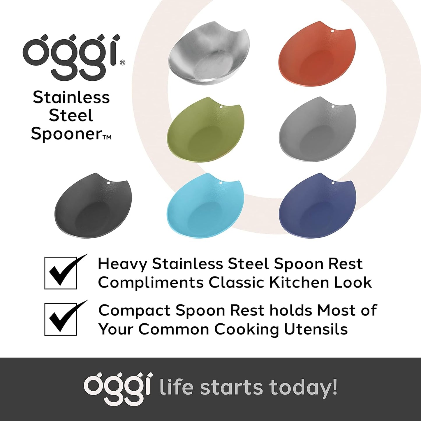 Spooner Stainless Steel Spoon Rest - Set of 4 - Holds Kitchen Utensils for Mess Free Cooking, Great Spoon Rest for Counter, Stove Top, or Coffee Station; Kitchen Accessories, Utensil Rest