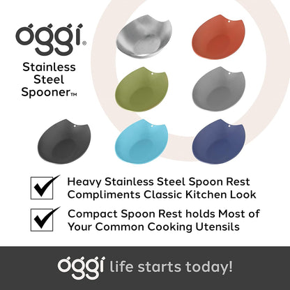 Spooner Stainless Steel Spoon Rest - Set of 4 - Holds Kitchen Utensils for Mess Free Cooking, Great Spoon Rest for Counter, Stove Top, or Coffee Station; Kitchen Accessories, Utensil Rest
