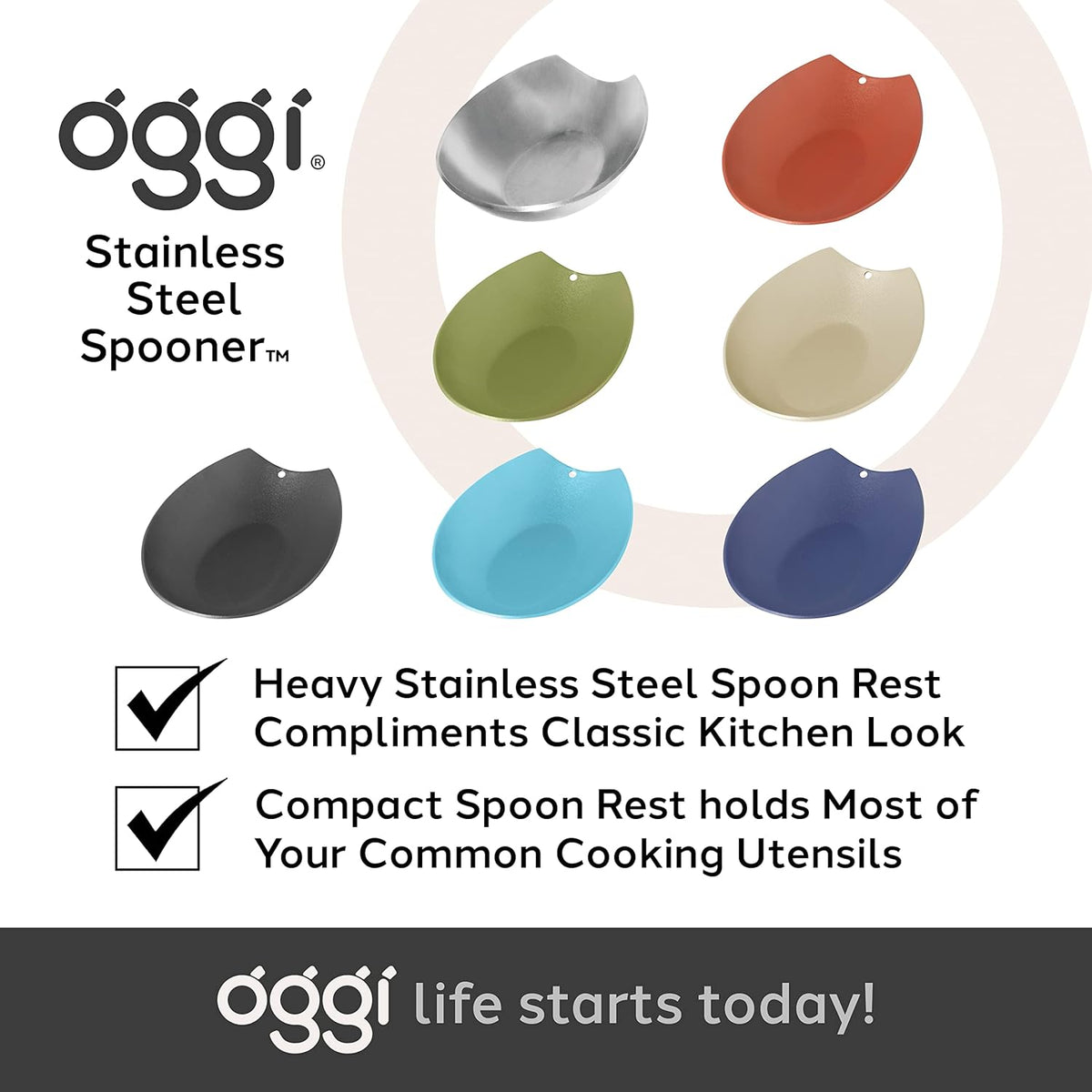 Spooner Stainless Steel Spoon Rest - Set of 4 - Holds Kitchen Utensils for Mess Free Cooking, Great Spoon Rest for Counter, Stove Top, or Coffee Station; Kitchen Accessories, Utensil Rest