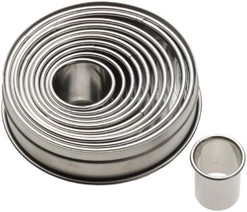 Plain Edge Round Cutters in Graduated Sizes, Stainless Steel, 11 Pc Set