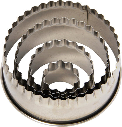 Plain Edge Round Cutters in Graduated Sizes, Stainless Steel, 11 Pc Set