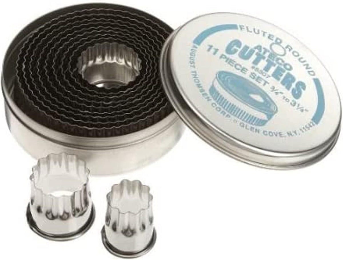 Plain Edge Round Cutters in Graduated Sizes, Stainless Steel, 11 Pc Set