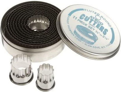 Plain Edge Round Cutters in Graduated Sizes, Stainless Steel, 11 Pc Set
