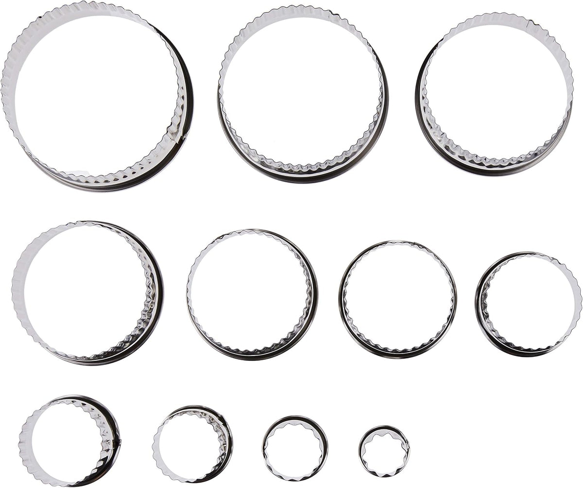 Plain Edge Round Cutters in Graduated Sizes, Stainless Steel, 11 Pc Set