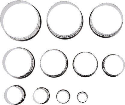Plain Edge Round Cutters in Graduated Sizes, Stainless Steel, 11 Pc Set