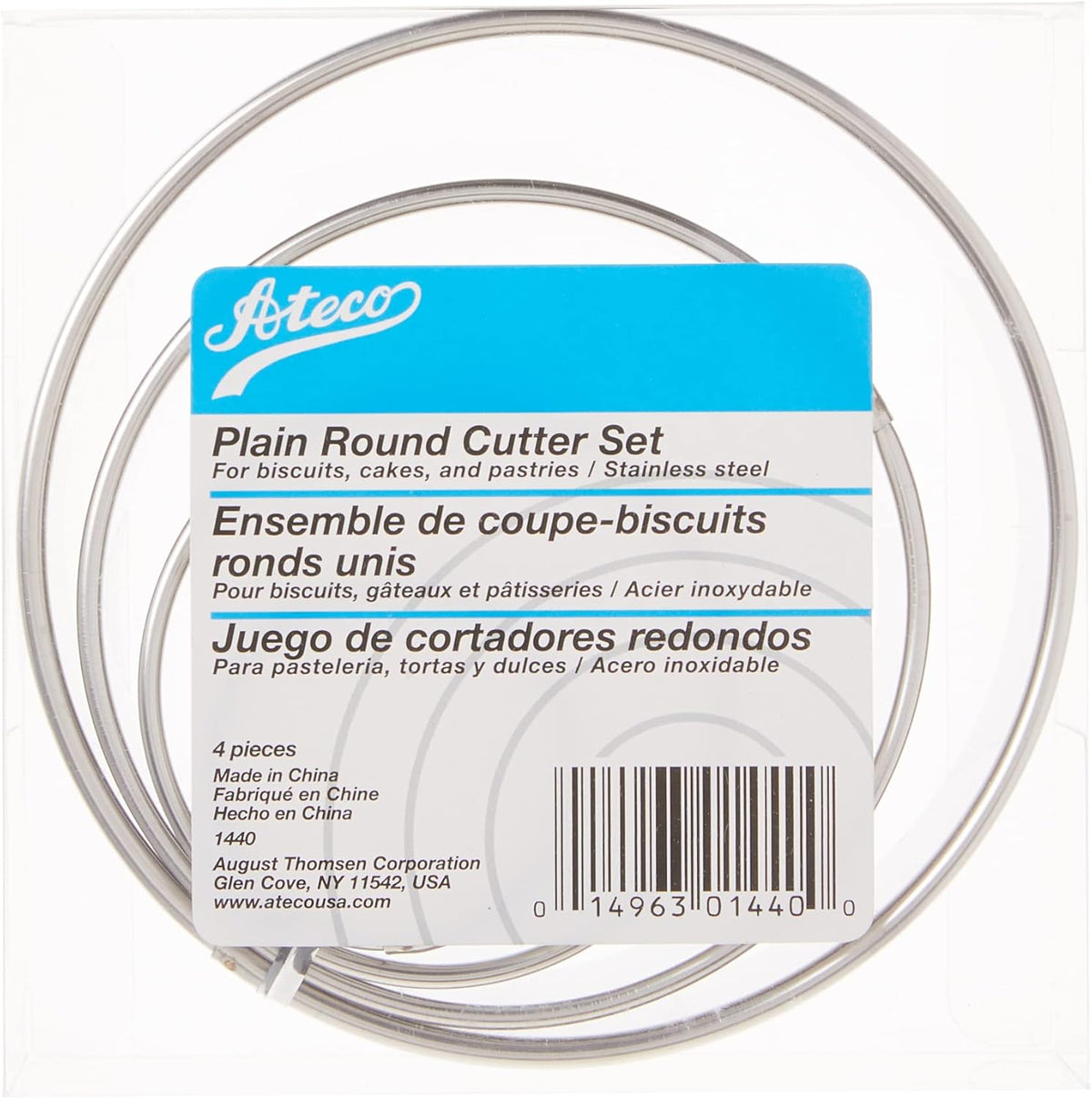 Plain Edge Round Cutters in Graduated Sizes, Stainless Steel, 11 Pc Set