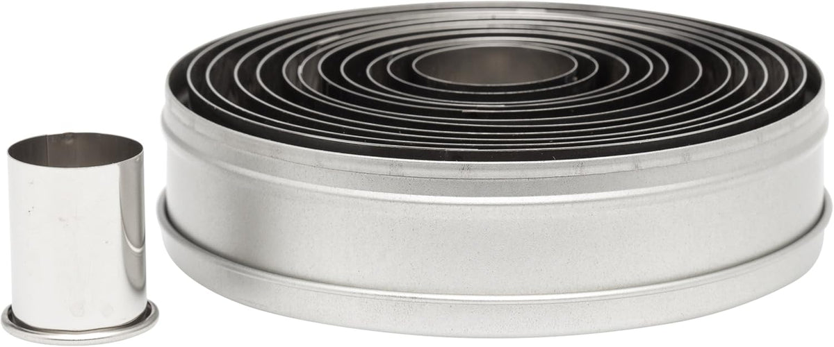 Plain Edge Round Cutters in Graduated Sizes, Stainless Steel, 11 Pc Set