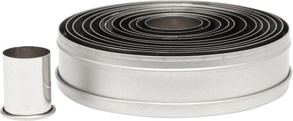 Plain Edge Round Cutters in Graduated Sizes, Stainless Steel, 11 Pc Set