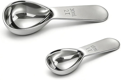 2pcs Tablespoon Coffee Scoop, Coffee Scoop Set, 15ml 30ml Tbsp Coffee Bean Measuring Spoon Stainless Steel Table Spoon Scoop with Short Handle Suitable for Tea Ground Sugar Flour