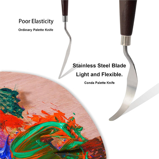 Palette Knife Painting Stainless Steel Spatula Palette Knife Oil Paint Metal Knives Wood Handle (Red 5 Piece)