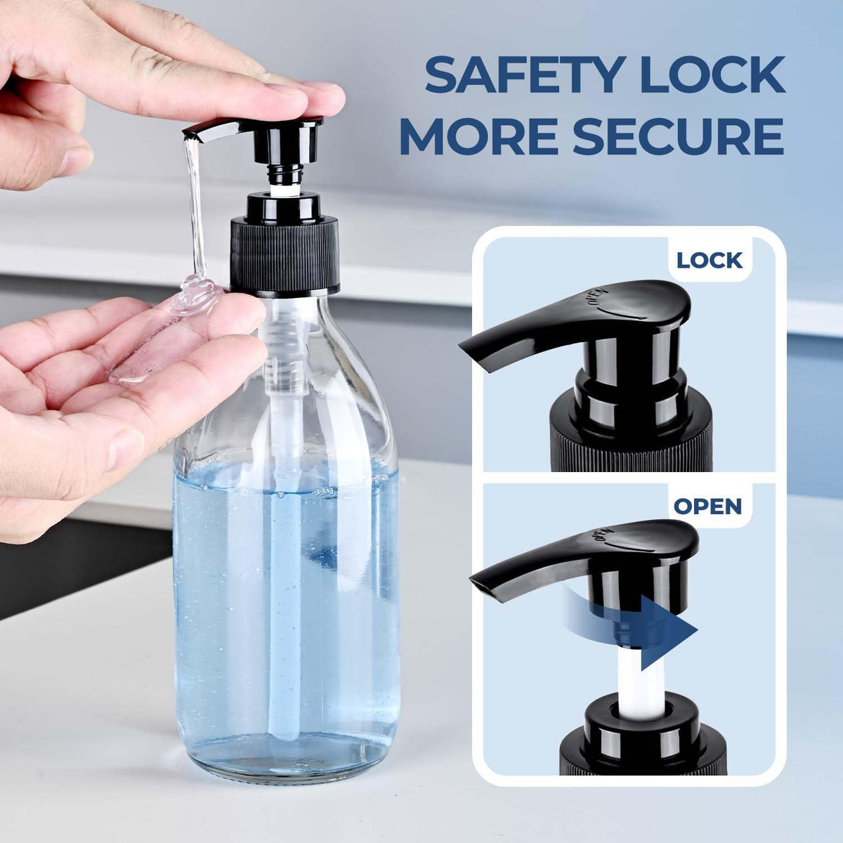 8 oz Amber Glass Pump Bottle, Small Empty Soap Dispenser for Oil | Refillable Dark Lotion Dispensers, Include Storage Caps, Funnel, Labels - UV Block, Smooth 2CC Pump, BPA-free, 250ml 2 Pack