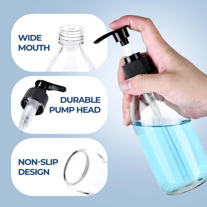 8 oz Amber Glass Pump Bottle, Small Empty Soap Dispenser for Oil | Refillable Dark Lotion Dispensers, Include Storage Caps, Funnel, Labels - UV Block, Smooth 2CC Pump, BPA-free, 250ml 2 Pack