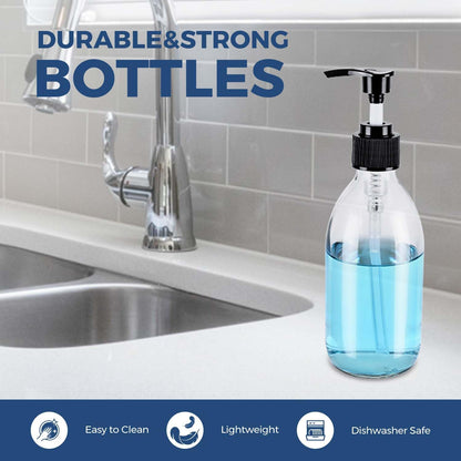 8 oz Amber Glass Pump Bottle, Small Empty Soap Dispenser for Oil | Refillable Dark Lotion Dispensers, Include Storage Caps, Funnel, Labels - UV Block, Smooth 2CC Pump, BPA-free, 250ml 2 Pack