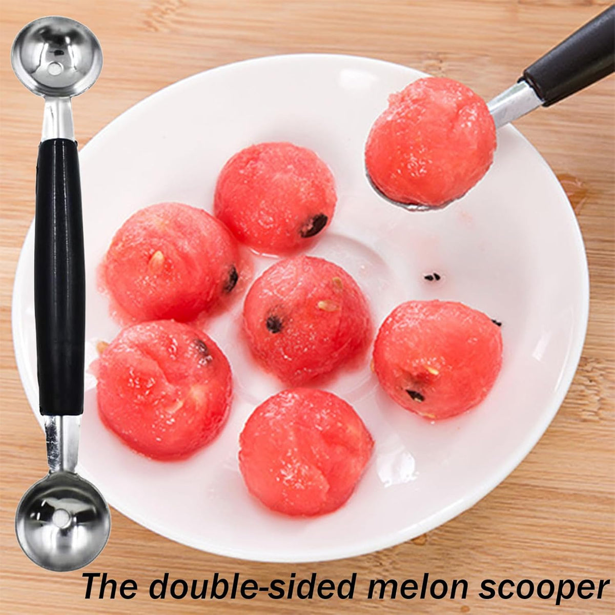 4 Pack Stainless Steel Melon Baller, Double Melon Baller, Double Ended Headed Fruit Icecream Ball Spoon, Baller Scoops for Fruits, Vegetables, Butter & More