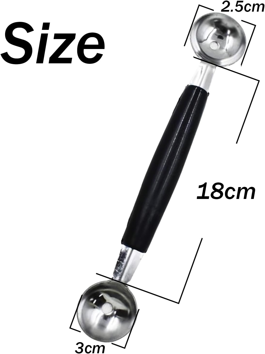 4 Pack Stainless Steel Melon Baller, Double Melon Baller, Double Ended Headed Fruit Icecream Ball Spoon, Baller Scoops for Fruits, Vegetables, Butter & More