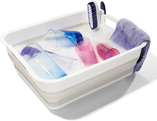 Sink Collapsible Sink Basin, White | space saving, portable shape, washing soaking, camping cleanup, woman owned