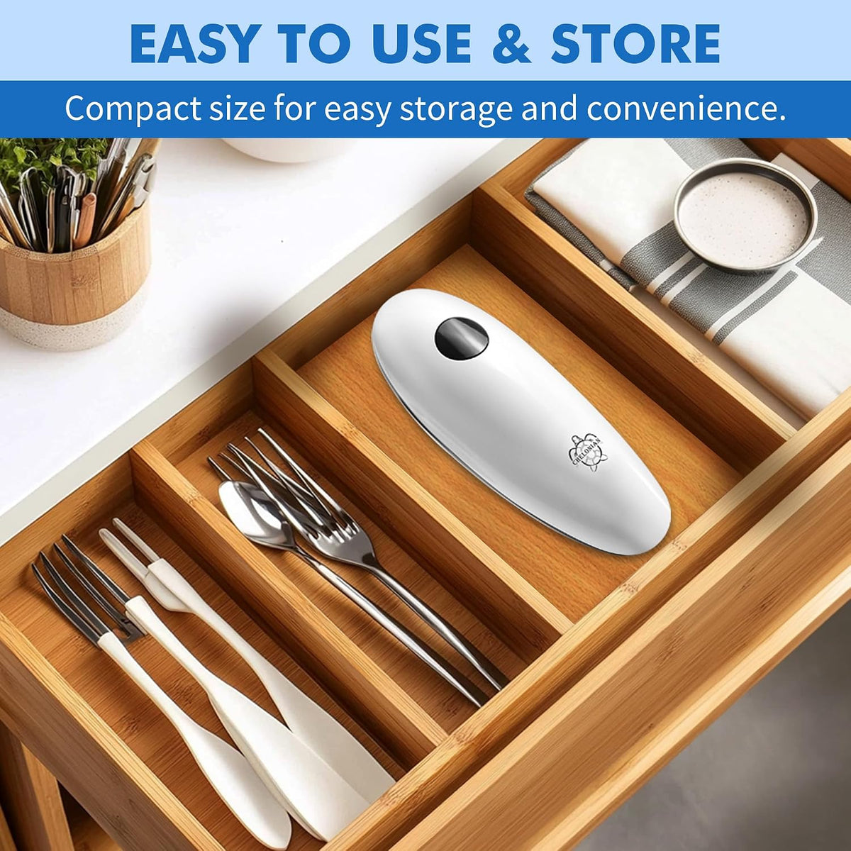 Electric Can Opener, Auto, Hands-Free, Battery Operated, White