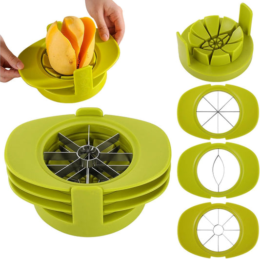 4 in 1 Fruit Cutter Slicer, Yellow Mango Apple Tomato Corer Slicer | Mango Cutter Corer Remover, Fruit & Vegetable Cutter, Multifunctional Kitchen Tool for Fruit & Vegetable Cutting