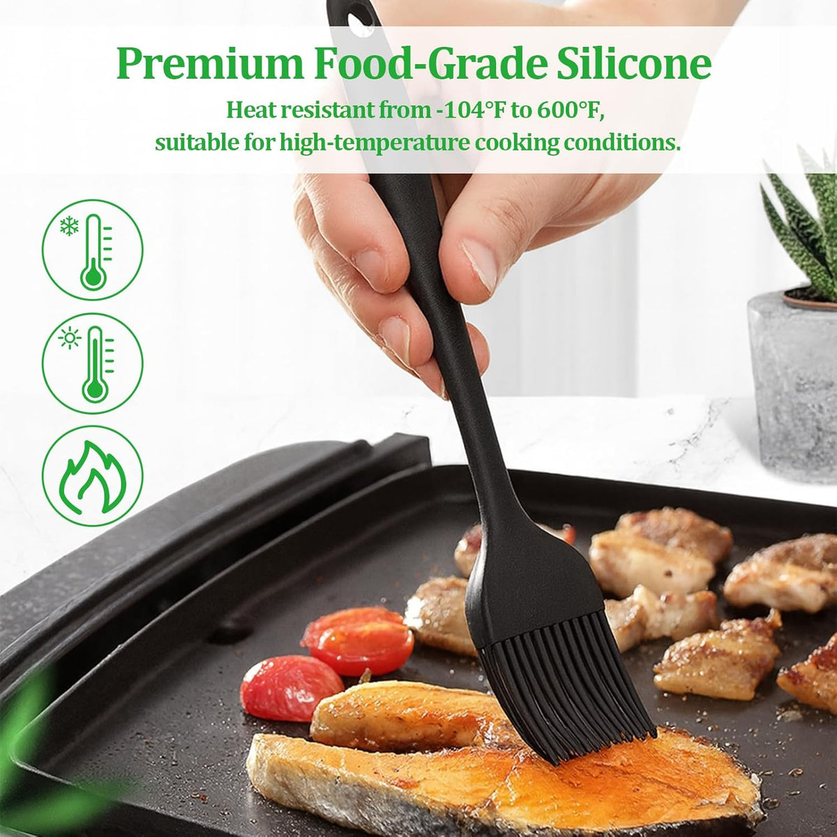 Silicone Basting Pastry Brush,Heat Resistant Cooking Brush for Oil Butter Sauce,Premium Cooking Brush for Sauce Marinade Meat Glazing