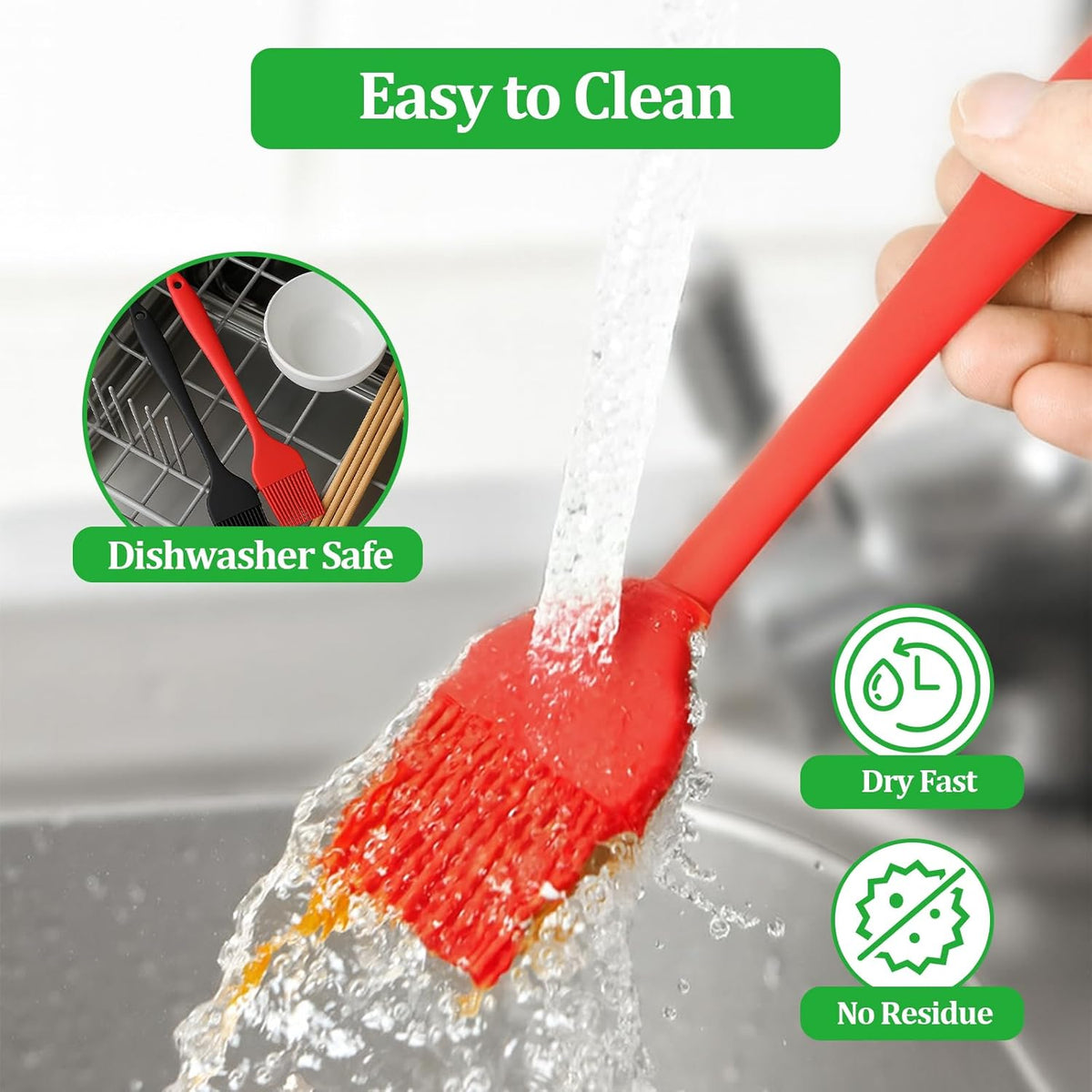 Silicone Basting Pastry Brush,Heat Resistant Cooking Brush for Oil Butter Sauce,Premium Cooking Brush for Sauce Marinade Meat Glazing
