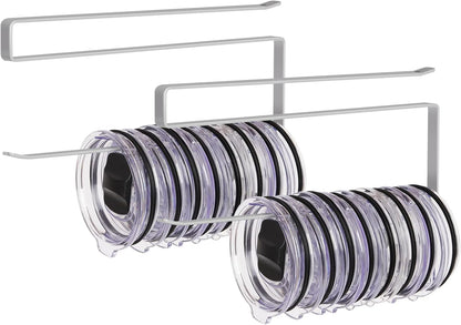 Tumbler Lid Organizer, Versatile Tumbler Lid Storage Holds 10 Lids, Black | Space Saving Cup Lid Organizers Inside Cabinet Tumbler Lid Hook for Kitchen Organizer and Storage, Paper Towel Rack Hanger