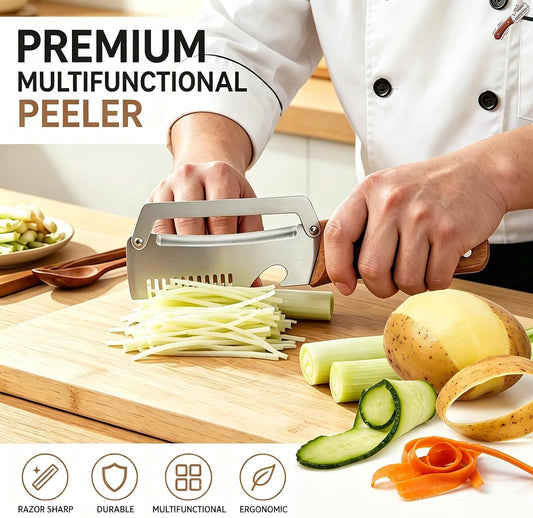 Premium Vegetable Peeler with Wooden Handle and Bottle Opener, 2026 New Multi-functional Vegetable Peeler, Kitchen Gadgets Tool for Fruit Pumpkin Peeling Potato Carrot Veggie Peeler (2PCS)