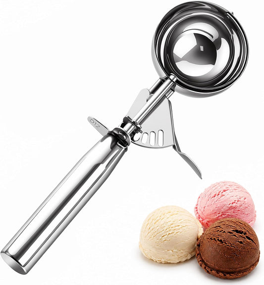 Ice Cream Scoop with Trigger, Small Size Cookie Scoop for Baking-1.5 Tbsp | Premium 18/8 stainless steel, 23 ml capacity, ergonomic springless trigger for perfect portions, rust-proof & dishwasher safe