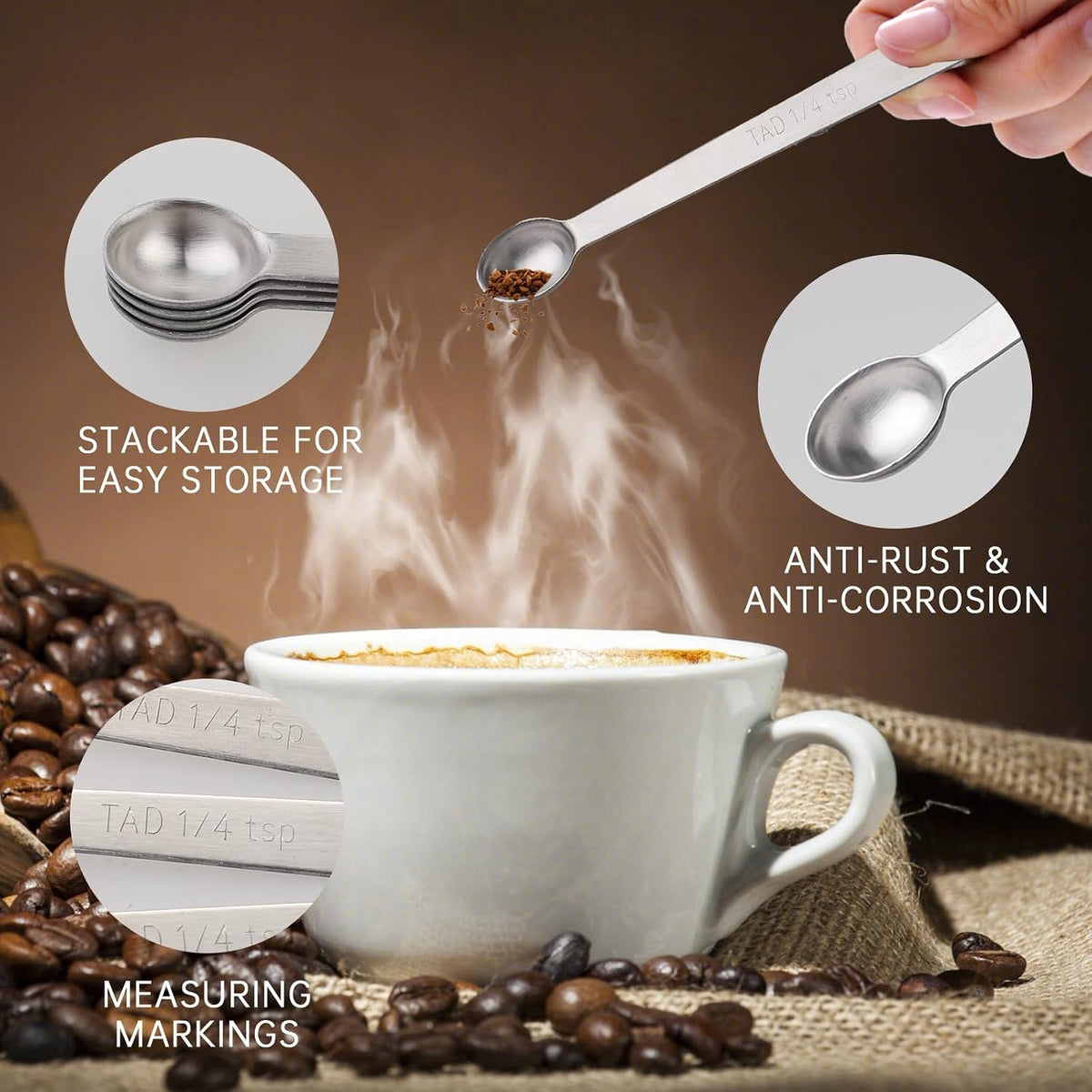 8 PCS 1/4 Teaspoon (1/4 Tsp | 1.25 mL | 1.25 cc) Single Measuring Spoon, Stainless Steel 1/4 Tsp Small Measuring Spoon Mini Measuring Spoons