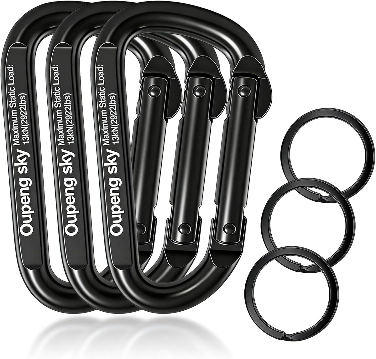 Carabiner Clip - Heavy Duty Carabiners 800lbs-13KN (2922 lbs) Carabeaner D Ring Shape,Key Chain Clip Hook,Keychain Clip,Multipurpose for Camping, Hiking,Backpacking or Other Outdoor Activities.