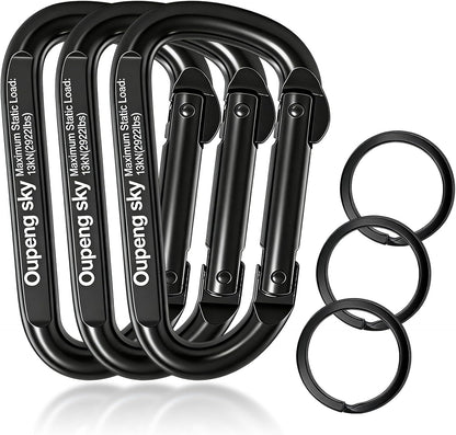 Carabiner Clip - Heavy Duty Carabiners 800lbs-13KN (2922 lbs) Carabeaner D Ring Shape,Key Chain Clip Hook,Keychain Clip,Multipurpose for Camping, Hiking,Backpacking or Other Outdoor Activities.