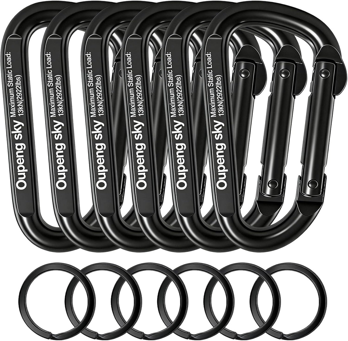 Carabiner Clip - Heavy Duty Carabiners 800lbs-13KN (2922 lbs) Carabeaner D Ring Shape,Key Chain Clip Hook,Keychain Clip,Multipurpose for Camping, Hiking,Backpacking or Other Outdoor Activities.