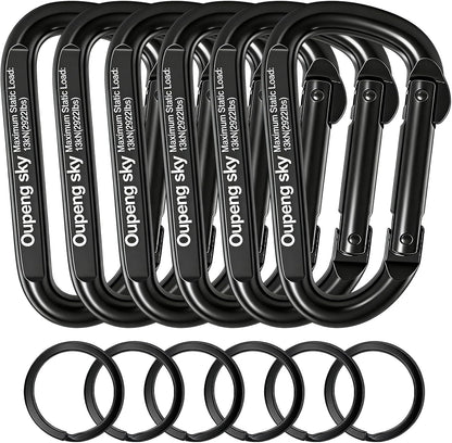 Carabiner Clip - Heavy Duty Carabiners 800lbs-13KN (2922 lbs) Carabeaner D Ring Shape,Key Chain Clip Hook,Keychain Clip,Multipurpose for Camping, Hiking,Backpacking or Other Outdoor Activities.