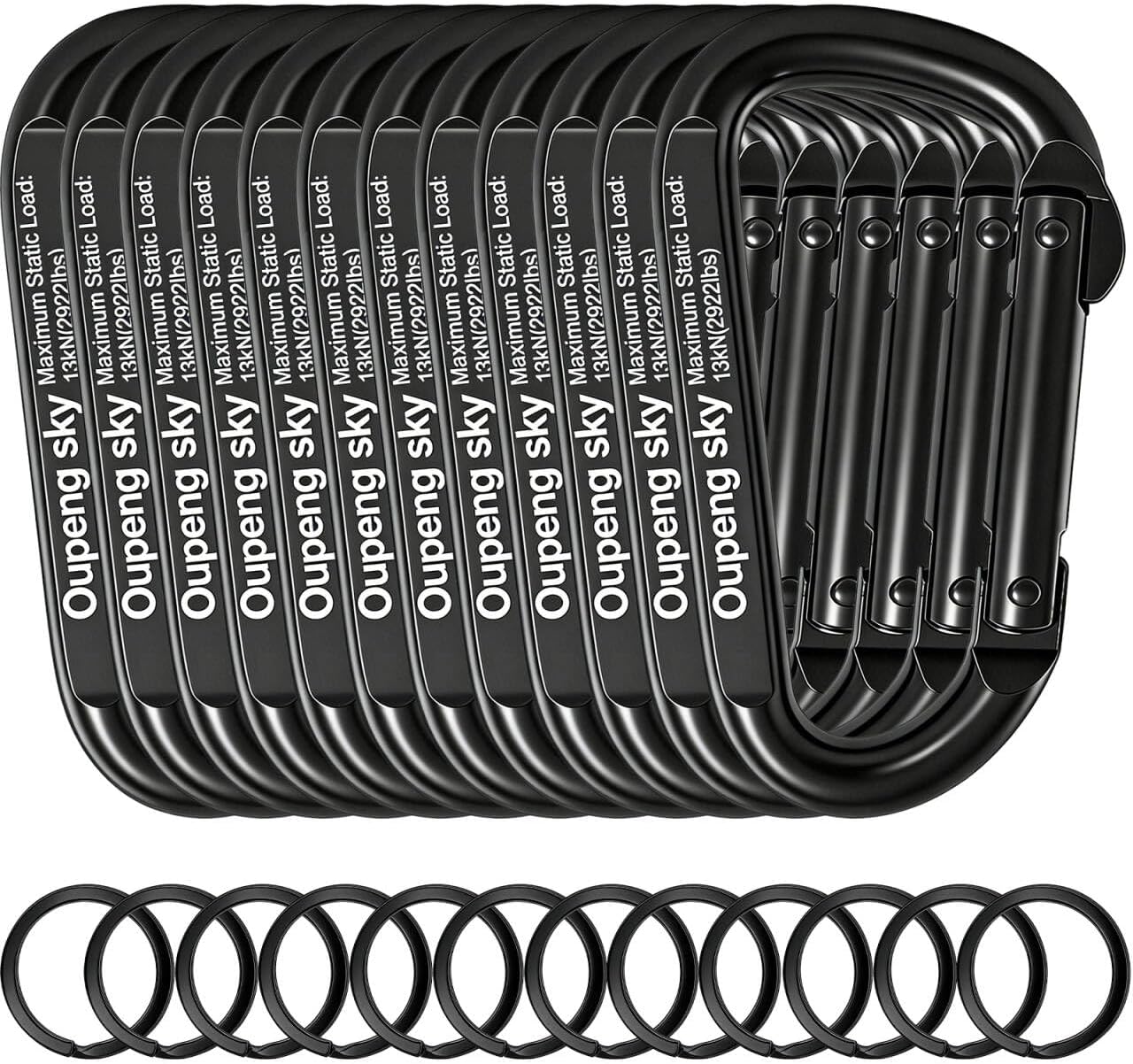 Carabiner Clip - Heavy Duty Carabiners 800lbs-13KN (2922 lbs) Carabeaner D Ring Shape,Key Chain Clip Hook,Keychain Clip,Multipurpose for Camping, Hiking,Backpacking or Other Outdoor Activities.