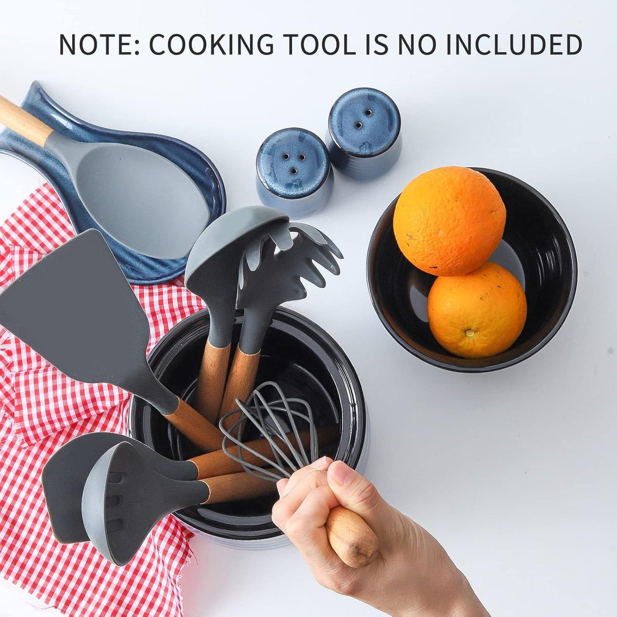 Utensil Holder for Kitchen Counter 7.1” Cooking Utensil Crock for Countertop, Blue Ceramic Stable Utensil Organizer Caddy with Reactive Glaze for Spatula and Spoon, Dishwasher Safe